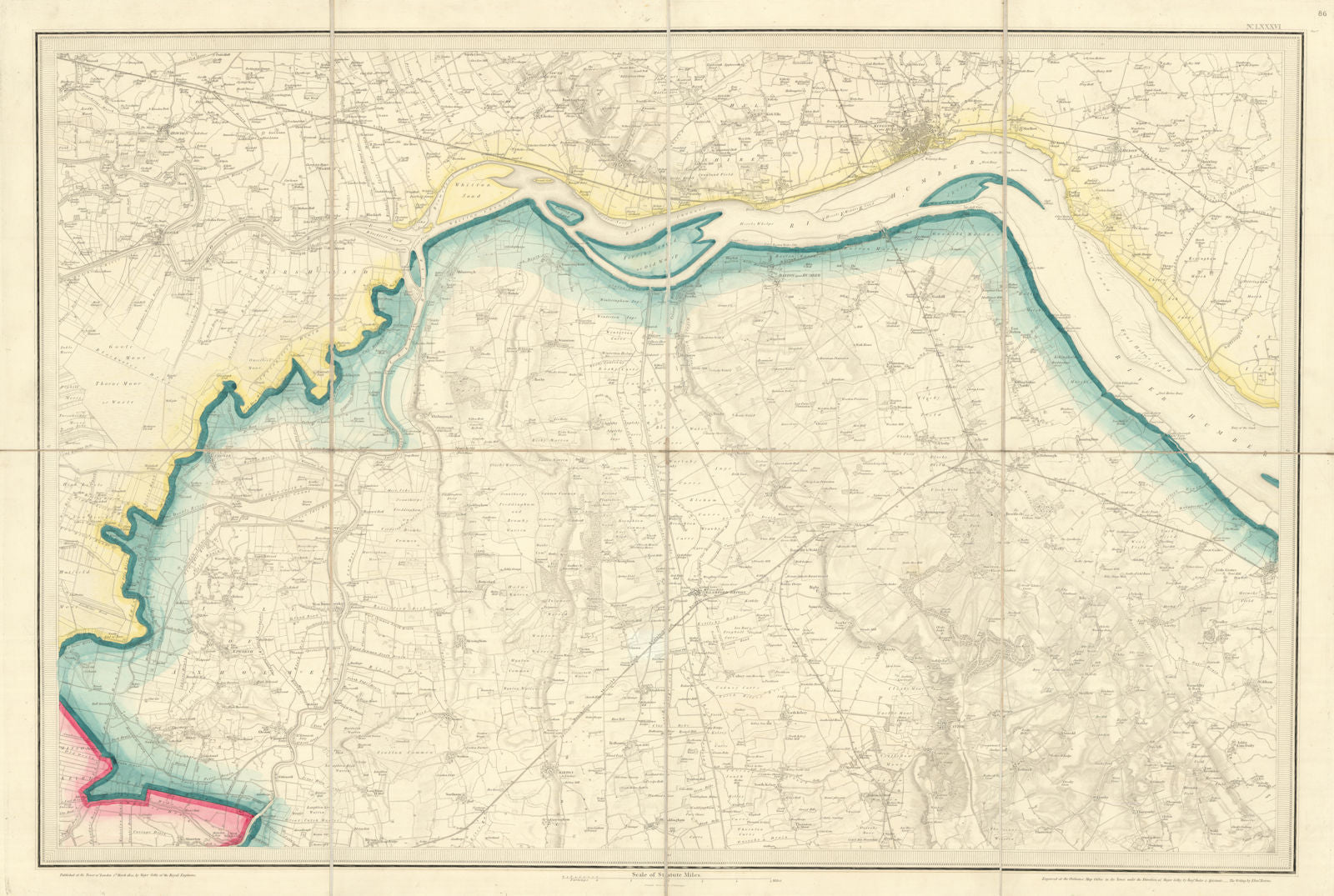 OS #86 Humber Estuary/Humberhead Levels, North Lincolnshire Wolds. Hull 1824 map